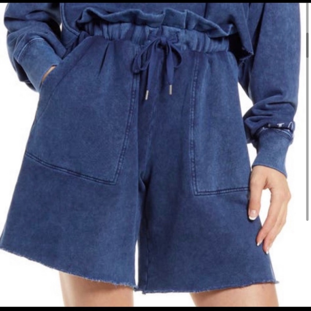 Copy - Women's All Saints Washed Blue Drawstring Shorts